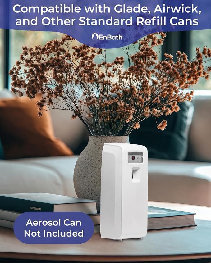Programmable Automatic Air Freshener Spray Dispenser - Bluetooth App Controlled, Wall Mount or Standalone, Compatible with Glade & Airwick, Commercial or Home Use - IPhone (iOS) & Android Compatible