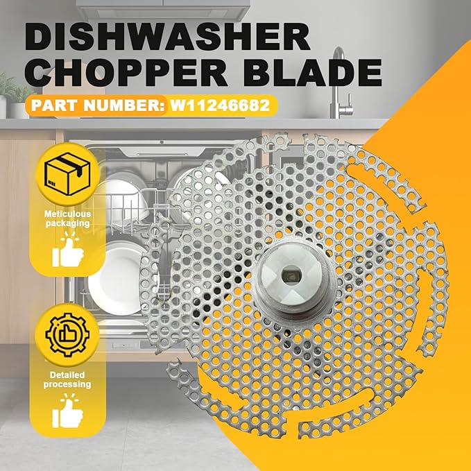 W11246682 Dishwasher Chopper Blade Replacement for Whirlpool Maytag KitchenAid Dishwashers, Fit for AP6334140 W10591562 4845465 PD00044813 Whole Parts Dishwasher Chopper Blade