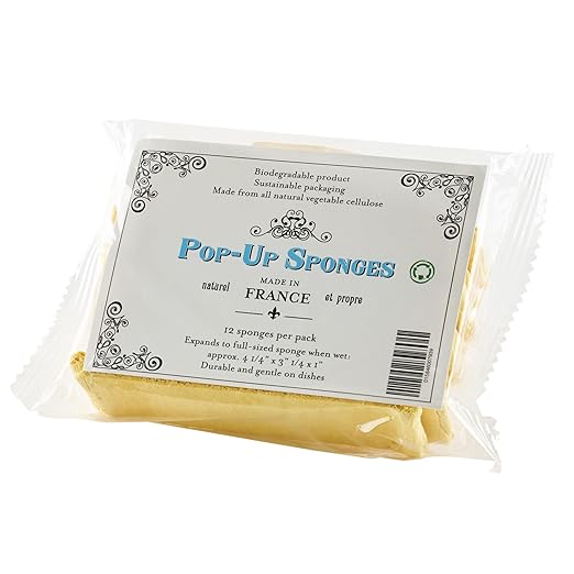 Get - BIOSPG12 French Pop Up Kitchen/Dish Sponge (Pack of 12), Tan , 4" x 3" x 1"