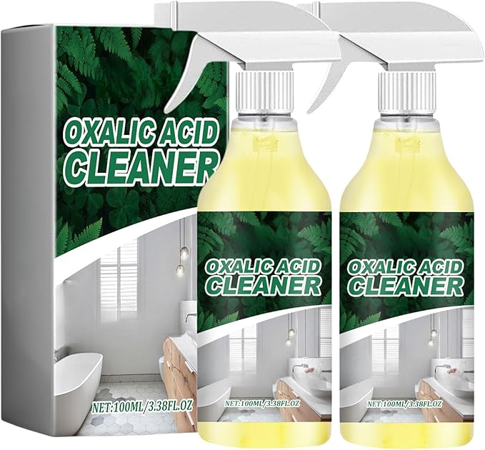 3.38 Fl.oz Oxalic Acid Cleaner Spray,Oxalic Acid Powder for Cleaning, for Toilet Bathroom, and Kitchen Floor Countertop, Multi-purpose (2PCS)
