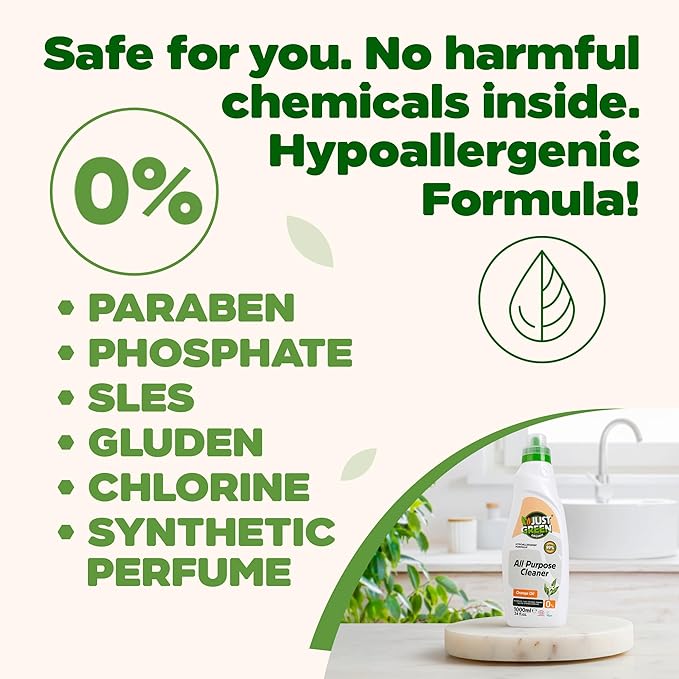 All Purpose Cleaner Spray, Plant-Based Multi-Surface Cleaner, Non-Toxic, Hypoallergenic, EcoCert Certified, Vegan, 33.8 fl oz (1000 ml) - 3 Pack