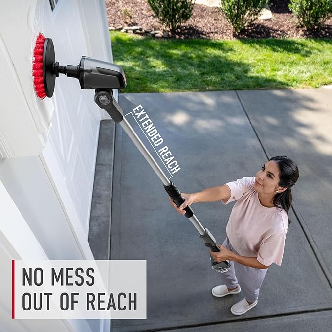 Hoover ONEPWR Telescoping Cordless Scrubber, Water Resistant, with 4-Feet Extending Cleaning Reach, BH51000V + 3-Piece Multi-Purpose Cleaning Brush Kit, AH86400