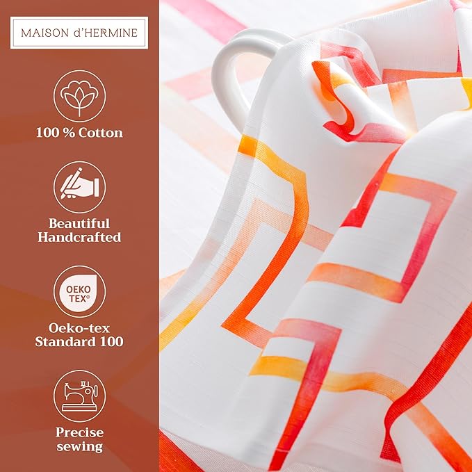 Maison d' Hermine 100% Cotton Cloth Napkins Set of 4 Everyday Reusable Square Napkins Cloth Washable Dinner Party Wedding Restaurant Hotel Kitchen Spring Summer (Summer Maze, 20" x 20")