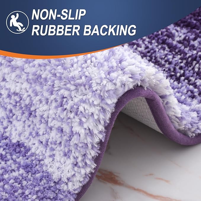 OLANLY Large Bathroom Rugs Mat 54x24, Extra Soft Absorbent Microfiber Bath Rugs, Rubber Backing, Quick Dry, Machine Washable Bath Mat for Bathroom Floor, Tub and Shower, Home Decor Accessories, Violet