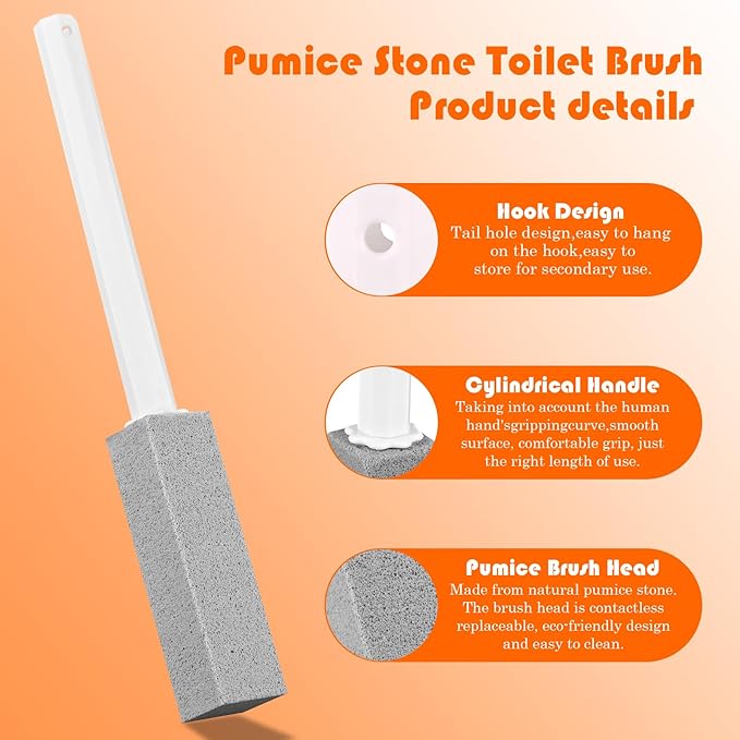 6-Piece Set of Long Handled Pumice Toilet Cleaning Pumice, Pumices Stone Toilet Bowl Cleaner Used for Cleaning Barbecue Grills, Bathtubs, Swimming Pools, Toilets, Sinks