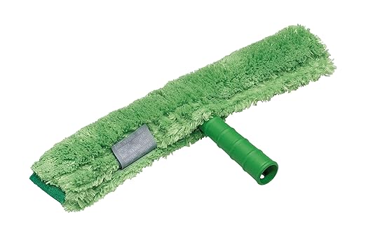 Unger Commercial 14" Microfiber StripWasher® with T-Bar Handle, Case of 10 – High Water Retention and Integrated Scrub Pad for Streak-Free Window Cleaning NC350