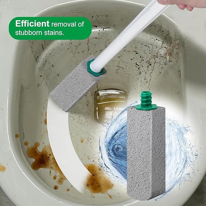 Pumice Stone Toilet Bowl Cleaner,Pumice Stone with 11.8 Inch Long Handle for Toilet,Bathtubs, Grills,Swimming Pools,Sinks Cleaning (4 Pack)