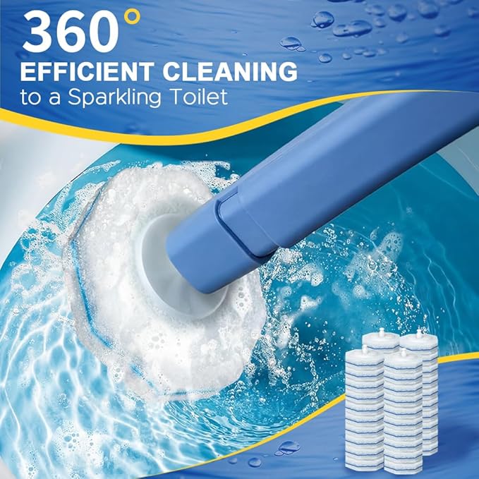 ROUNDSQUARE 40 Count Toilet Wand Cleaner Refills, 5X Cleaning Power Disposable Prefilled Toilet Cleaning Scrubbers, No Falling Apart, Fresh Fragrance