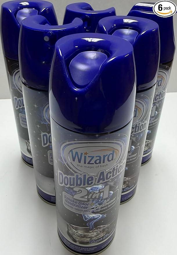 Wizard Double Action Smoke Odor Neutralizer & Air Freshener, Eliminates Smoke Smell & Odors, Freshens Air, Long-Lasting Scent; 6-Pack of 12oz Sprays fresh breeze (pack of 6)