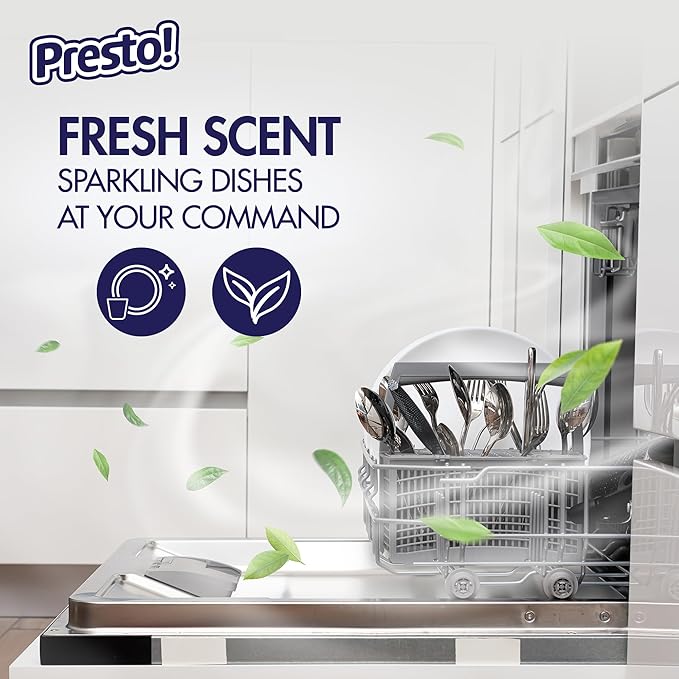 Amazon Brand - Presto! Triple Action Dishwasher Pacs, Fresh Scent, 90 Count (Pack of 2)
