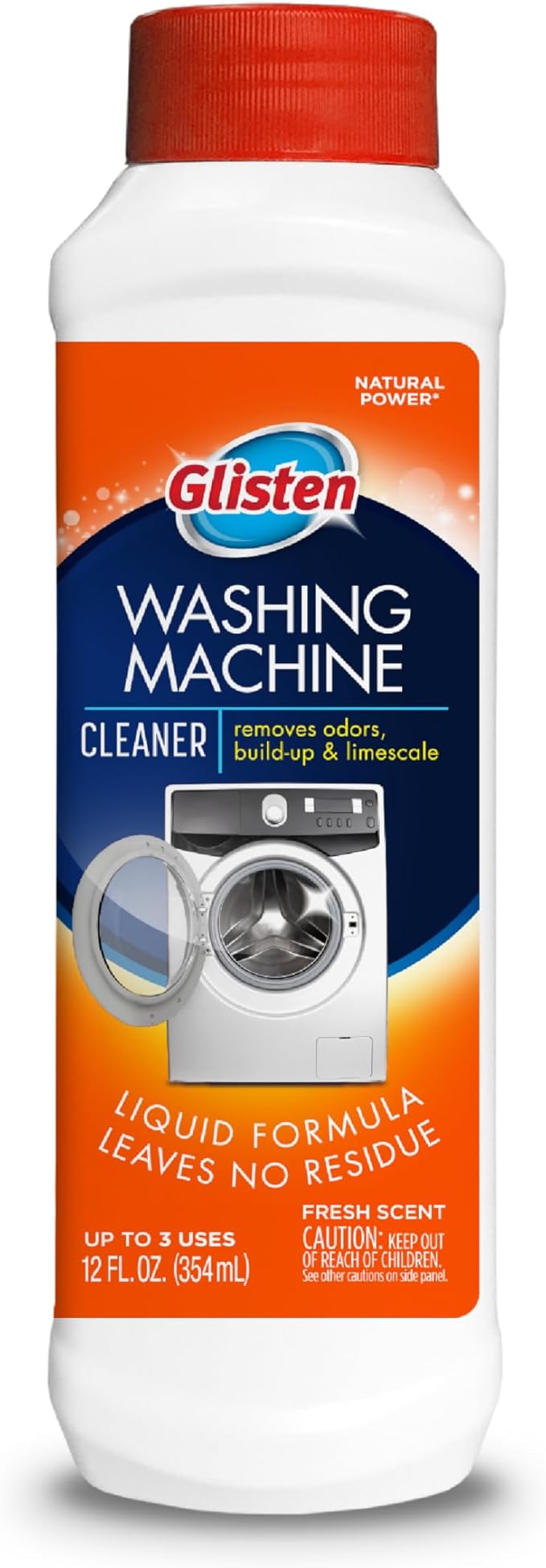 Glisten Washing Machine Cleaner, Helps Remove Odor, Buildup, and Limescale, Fresh Scent, 12 Ounce Bottle, 2-Pack