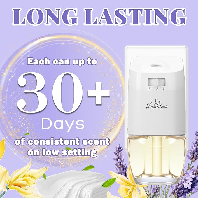 Plug In Air Fresheners for Home – 12 Pack Scented Refills with 1 Plug In Warmer – Linen, Lavender, Vanilla, Long Lasting Fresh Air Freshener, Odor Eliminator for Bathroom, Room, House