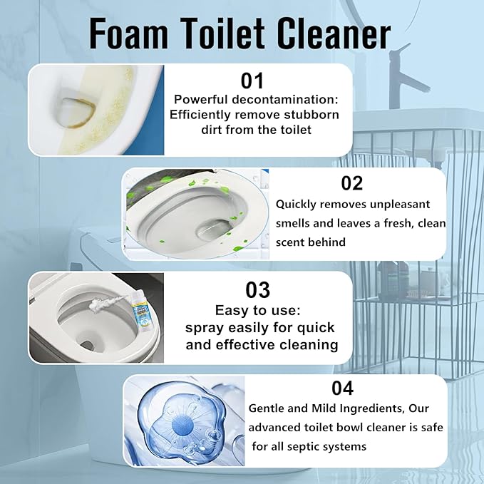 2PCS Foam Toilet Cleaner, 2025 New Toilet Bowl Cleaners, Advanced Bathroom Cleaner for Home, Powerful Instant Cleaneing for Toilets