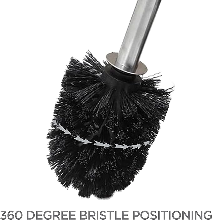Bath Bliss Toilet Brush and Holder | Self Closing Lid | 360 Degree Brush Head | Bathroom Cleaning | Compact Size | Storage and Organization | White (Pack of 2)