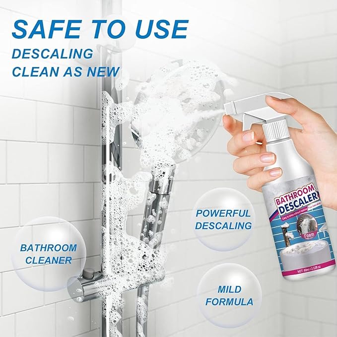 Bathroom Descaler Foam Cleaner Spray, Stubborn Stains Cleaner for Tiles, Faucets, Tubs & Glass, 60ml Each - All-Purpose Bathroom Stain Remover, Fresh Scent (3)