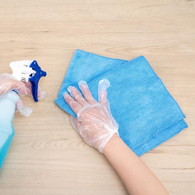 Restaurantware Clean Tek Professional 16 x 16 Inch Cleaning Cloths 100 Lint Free Microfiber Towels - Highly Absorbent Non Abrasive Blue Microfiber Cleaning Rags Reusable For All Purpose Use
