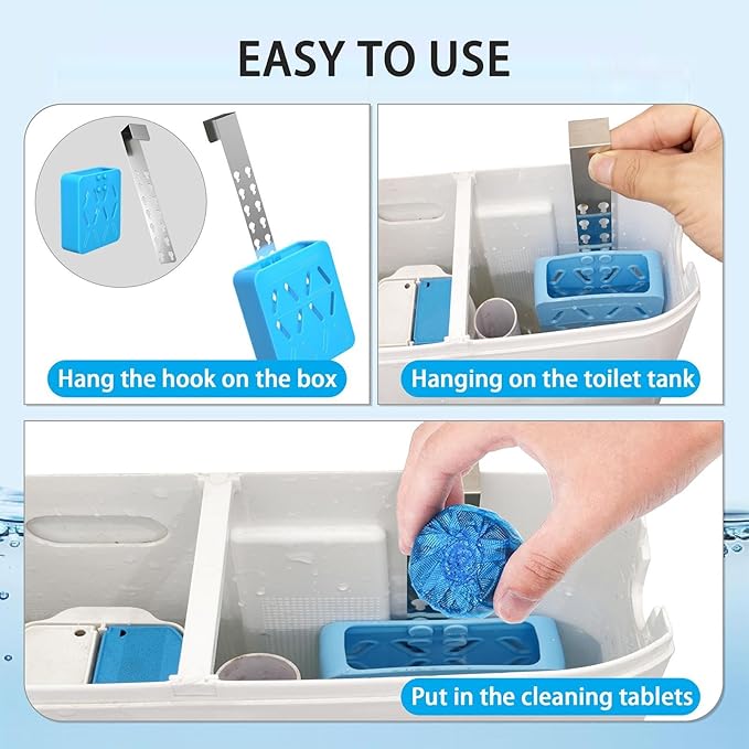 8.9x3x10.2cm Toilet Tank Tablet Holder - Toilet Tank Cleaner Tablet Holder, Adjustable Cleaning Tabs With Hooks | Cleaning Tabs Organization, Storage Basket For Home Bathroom Apartment School Dorm