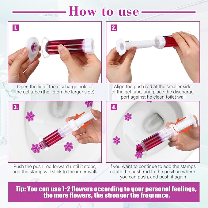 Flower Stamp Toilet Gels Toilet Stain Removal Cleaning Air Freshener Flower Stamps Pack for Bathtubs Bathroom(Purple,6 Pcs)
