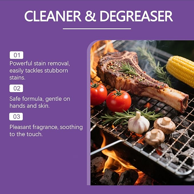 Cleaner and Degreaser Smoky Stains, Fast-Acting Heavy-Duty Grill Degreaser Spray,BBQ Cleaner and Degreaser, Remove It All Cleane𝐫 and Degrease𝐫, For Outdoor Grills(120ml)