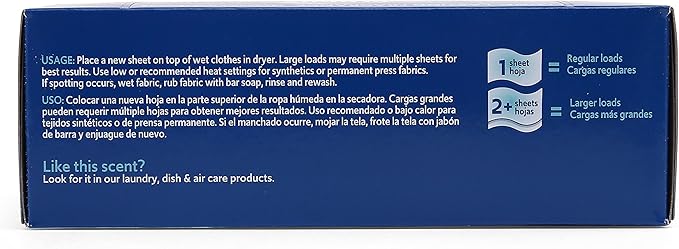 Clorox Fraganzia Fabric Softener Dryer Sheets, Wrinkle Reducing and Anti Static Laundry Dryer Sheets for Great Smelling Clothes, Softens Fabrics, Fresh Ocean Scent, 105 Count