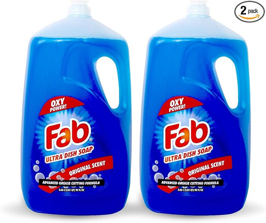 La's Totally Awesome Fab Liquid Dish Soap, Original Scent, 90 fl oz (Pack of 2) – Powerful Grease-Cutting Dish Liquid, All Purpose Dish Soap