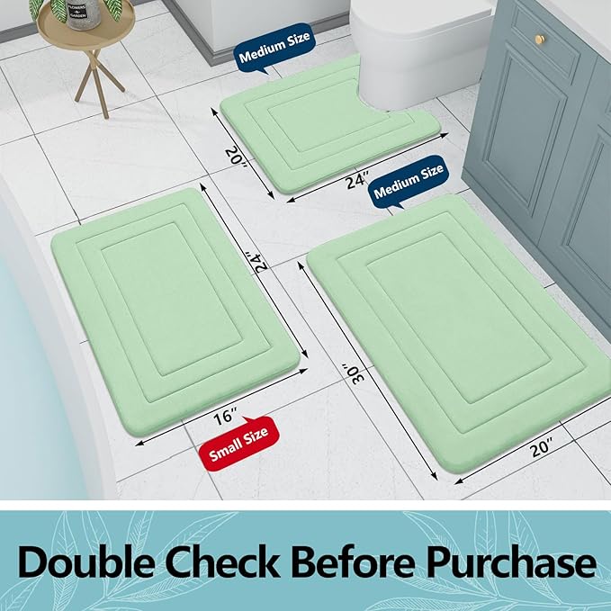 Arotive Memory Foam Bathroom Rug Mat 44x24, Ultra Soft and Absorbent Bath Mat, Machine Wash Dry, Comfortable Bath Rug Carpet for Bathroom Floor, Tub and Shower, Sage Green