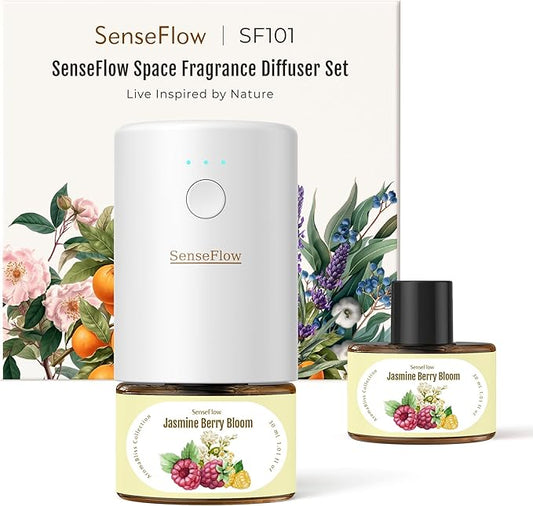 Plug-in Air Freshener for Home, Waterless Essential Oil Diffuser for Bedroom and Bathroom, Non-Toxic Formula for Pets and Nursery, 120 Days Runtime, Refillable Jasmine Berry Bloom(Rose)
