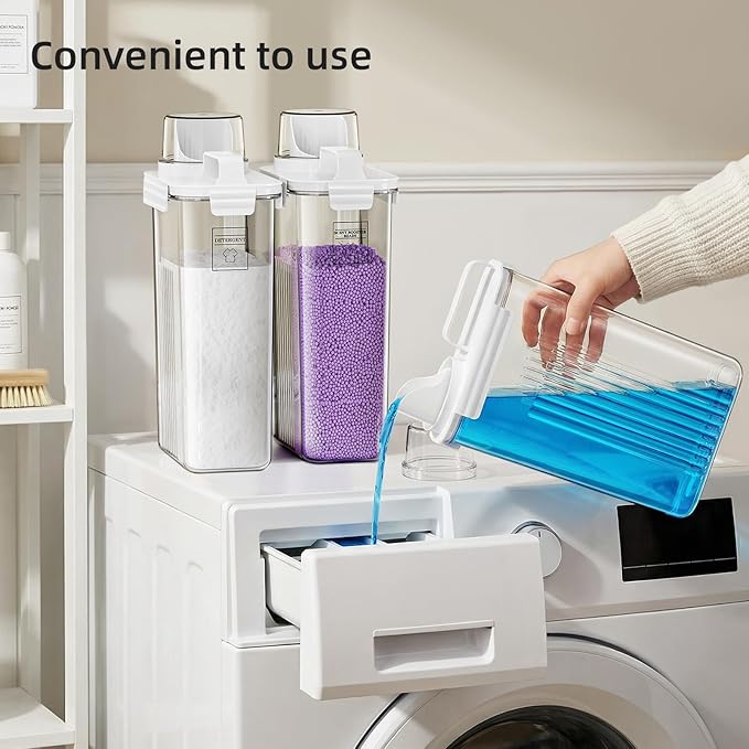 Laundry Detergent Dispenser for Laundry Room,94oz Fabric Softener Dispenser,Liquid Laundry Detergent Container,Laundry Detergent Organizer for Laundry Room Organization with 6 Labels,3 Pack