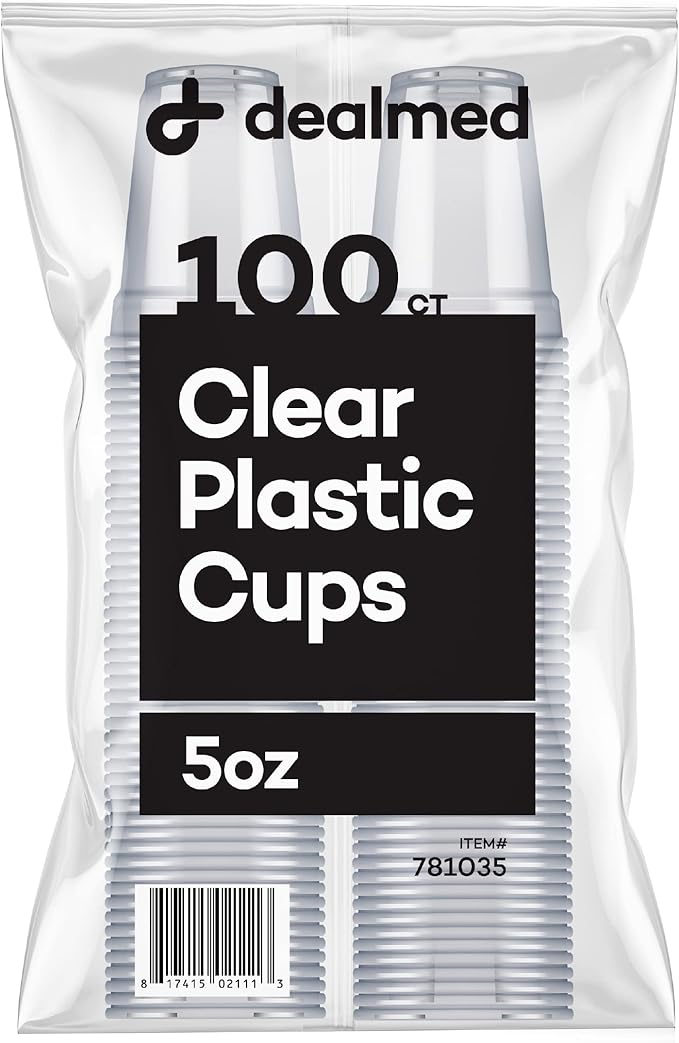 Dealmed Professional 5 oz. Disposable Plastic Cups - 100% Recyclable for Healthcare, Dental, Veterinary & Food Service Use (Pack of 100)