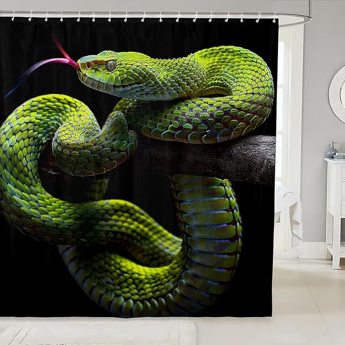 Castle Fairy Snake Waterproof Shower Curtain,Wild Python Pattern Fabric Shower Curtains,Animal Theme Bath Curtain,Reptile Window Treatment for Adult Women Man Home Bathtubs Decorative 72" W x 72" L