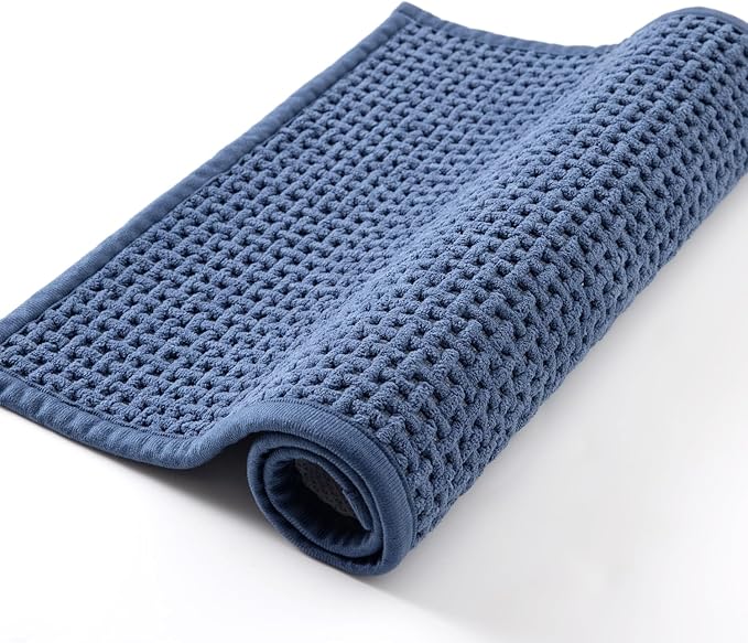 Bathroom Rugs Non Slip Washable, Super Absorbent Thin Bath Mat for Small Quick Dry Low Pile Bathroom Rug, (Navy Blue, 36″x24″)