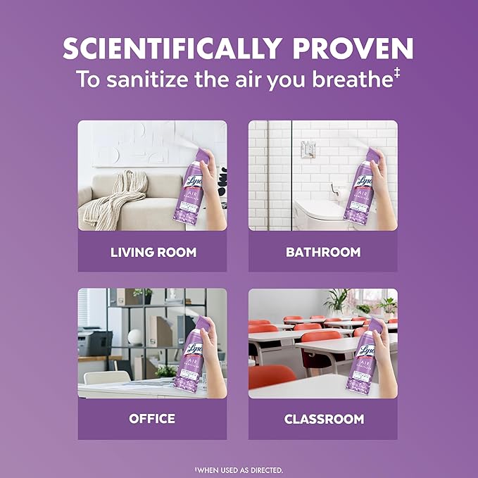 Lysol Air Sanitizer Spray with Bacterial Odor Eliminator for Home & Office, Sanitizing Air Spray, Air Freshener Alternative,Lavender Sky Scent, 10 oz (Pack of 3)