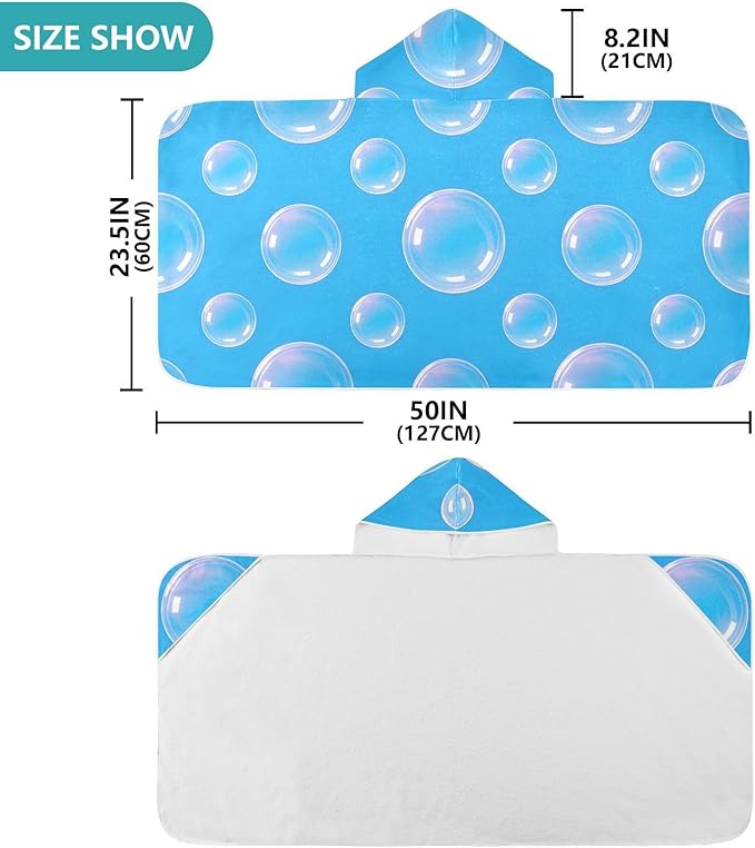 SUABO Kids' Bath Towels Bubble Hooded Towels for Boys Girls,Toddler Towels Multi-Purpose for Beach,Pool and Bathroom,23.5" x 50", Soft and Highly Absorbent