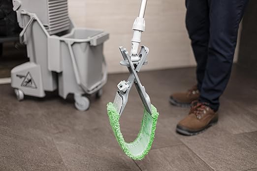 Unger Commercial SmartColor MicroMop 15.0, 16" Wet Dry Microfiber Mop Pad, Reusable - Heavy-Duty Floor Cleaning for Stone & Tile Floors, Green - MM400