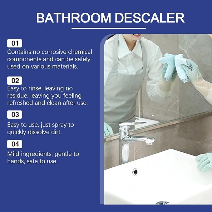 Bathroom Descaler Foam Cleaner, 2025 Upgrade All-Purpose Bathroom Descaler Foam Spray, bathroom descaler, Stubborn Stains Cleaner for Bathtub, Toilet, Glass, Faucet (2)