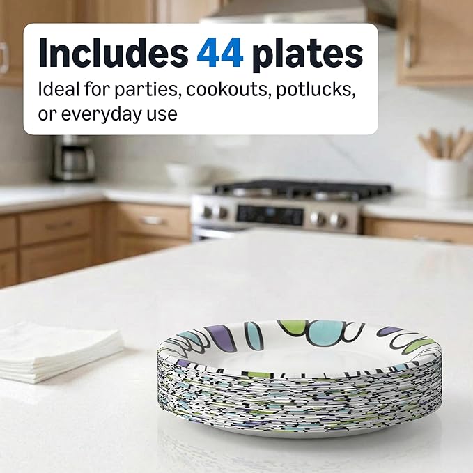 Amazon Basics Ultra Paper Plates, 10 Inch, Disposable, 44 Count, Packaging May Vary