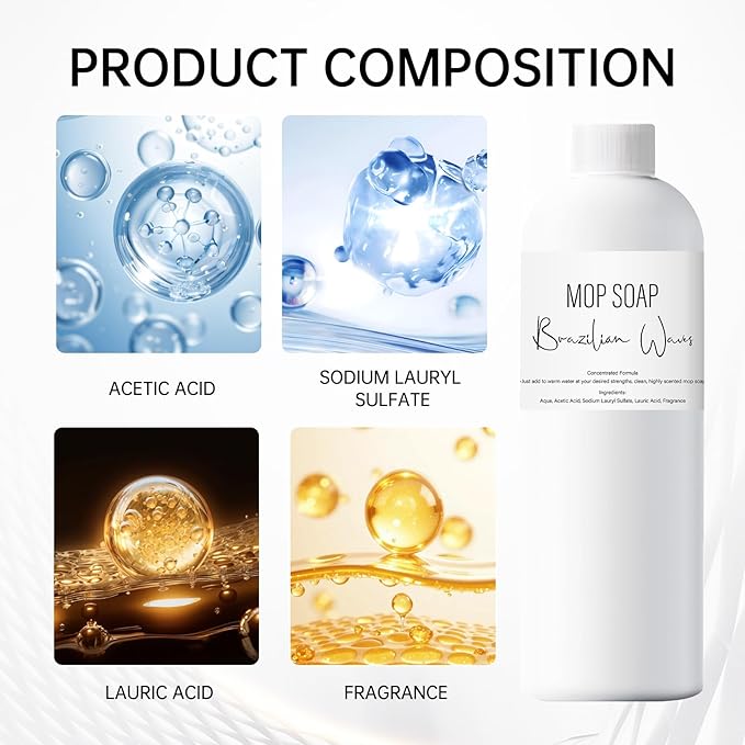 Brazilian Waves Mop Soap 120ML, 2025 New Mop Soap For Floor Cleaning, MopSoap Brazilian Wave, Multipurpose For Home Cleaning