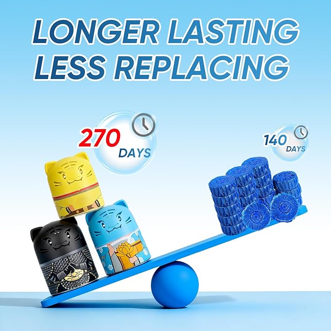 3 Pack Long-Lasting Toilet Bowl Cleaner, Automatic Blue Water Toilet Cleaner, Limescale & Rust Reducer, Household Bathroom Toilet Cleaner(Patented).