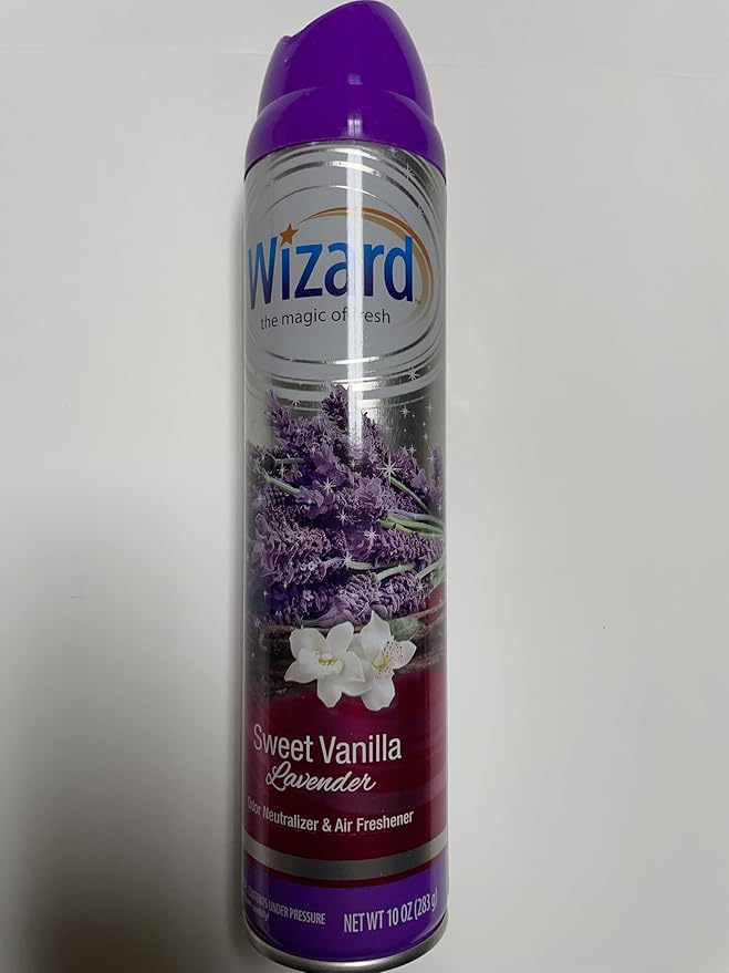 Wizard The Magic of Fresh | Odor Neutralizer & Air Freshener - 10 Oz. Sweet vanilla lavender (Pack of 4) (Packaging May Vary)
