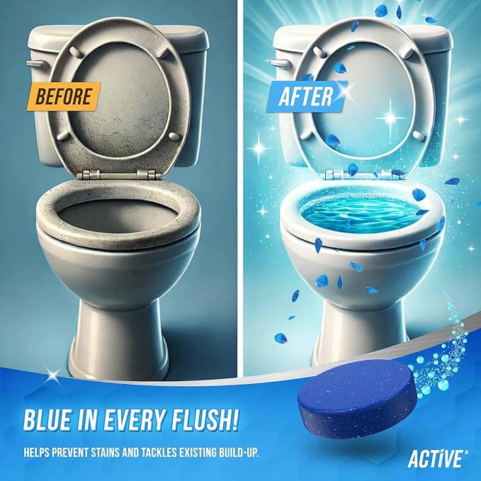 ACTIVE Automatic Toilet Bowl Cleaner Tablets and Messy Kids Stain Remover - Includes 12ct Toilet Cleaning Tablets and 12oz Messy Kids Stain Removal Spray