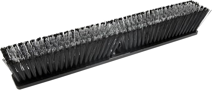 Restaurantware-BROOM HEAD ONLY: Clean Tek Professional 23.62-Inch Push Broom Head, 1 Heavy-Duty Cleaning Tool - Handle Sold Separately, Fine Flagged Bristles, Black Plastic, Outdoor Use