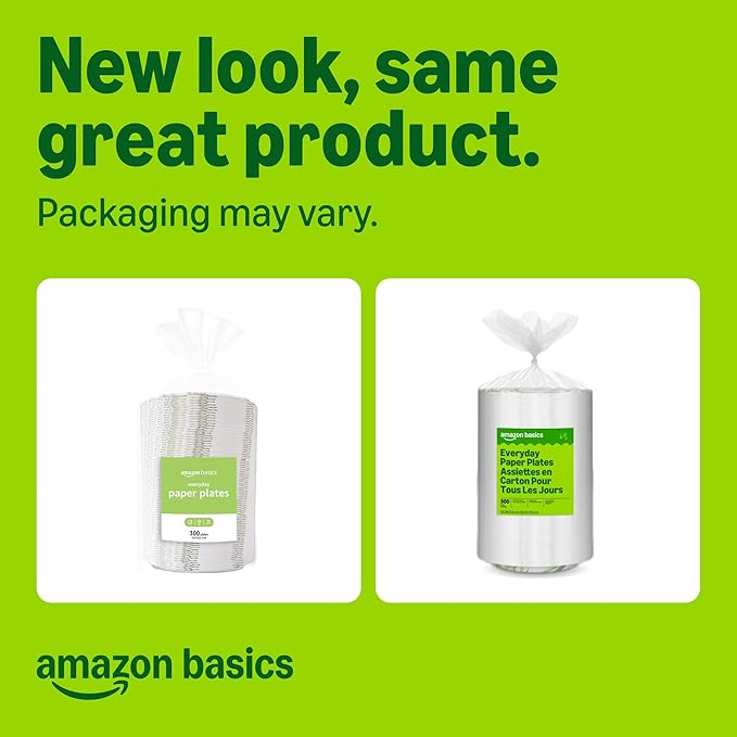 Amazon Basics Everyday Paper Plates, 8.62 Inch, Disposable, 600 Count, Packaging May Vary
