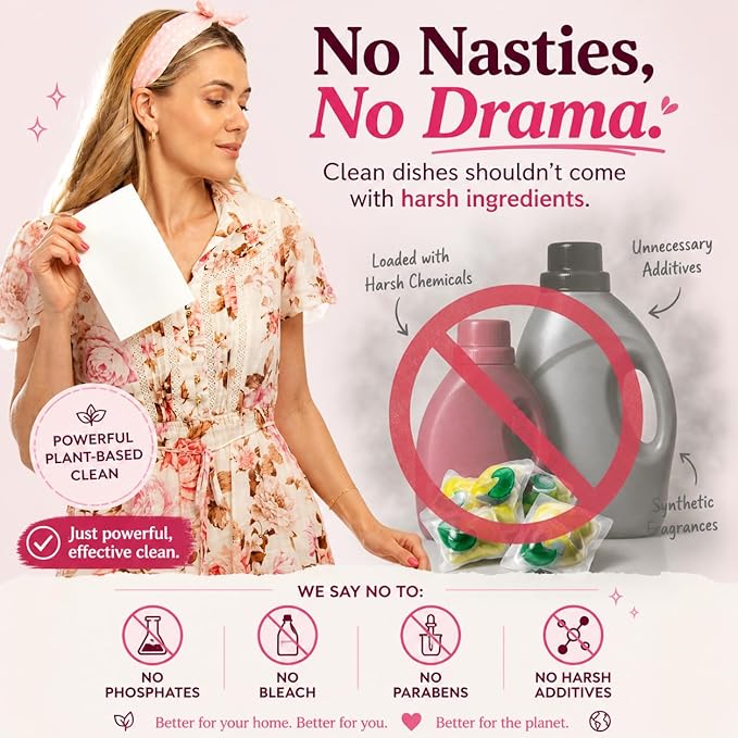 Glory Days Dishwasher Sheets – Citrus Socialite | Eco Friendly, Clean Dishwasher Detergent | Dual Enzyme, Plastic-Free, Vegan | 30 Count