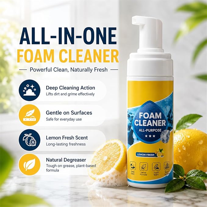 4-In-1 Multi-Enzyme Foam Cleaner,Enzyme Foam Cleaner,All-Purpose Deep Cleaning Spray For Car Interio,Kitchen,Bathroom,Sofa