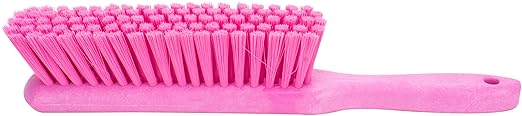 SPARTA 8 Inch Soft Counter Brush with Polyester Bristles and 5 Inch Handle, Color Coded Handheld Broom for Tables Countertops and Foodservice Surfaces, 13 Inch Overall Length, Pink