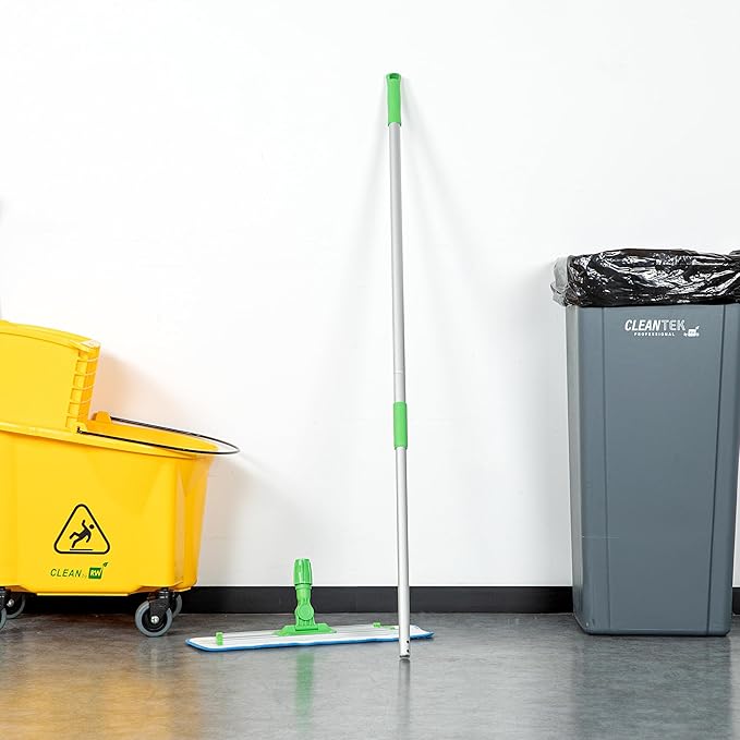 Restaurantware-HANDLE ONLY: Clean Tek Professional 60 Mop Handle, 1 Telescopic Mop Stick - Frame And Pads Sold Separately, Extends Up To 60 Inches, Green Aluminum Adjustable