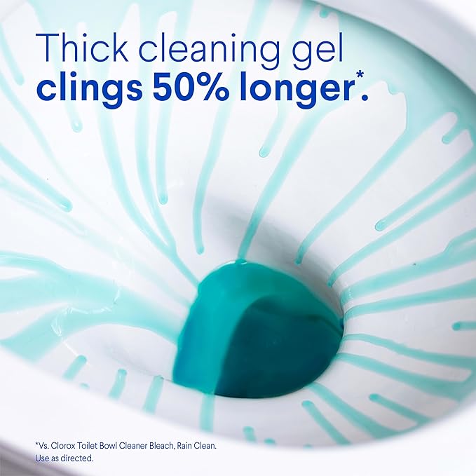 Clorox Toilet Bowl Cleaner Clinging Bleach Gel, Kills 99.9% of Bacteria and Viruses, Ocean Mist, 24 Fl Oz, Pack of 2