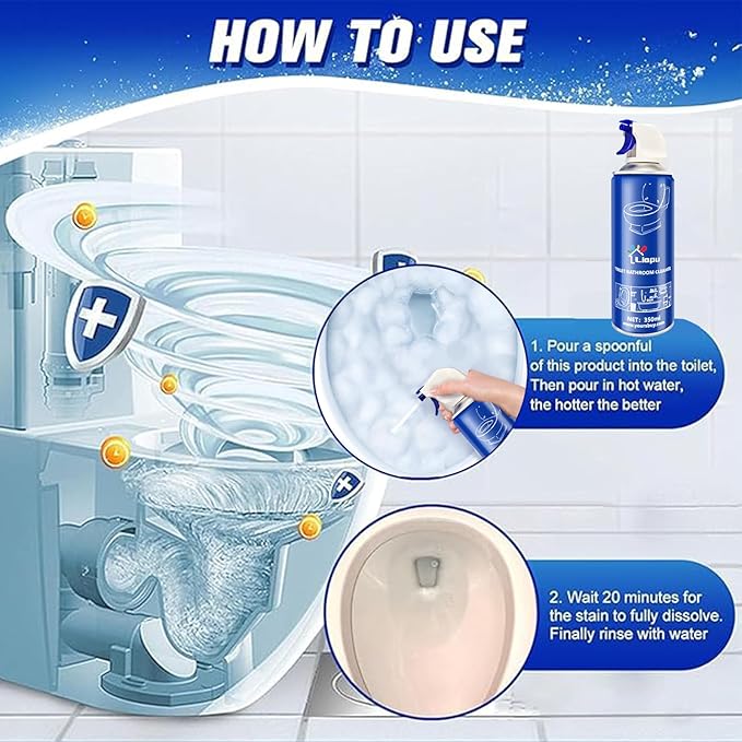 Powerful Toilet Bowl Cleaner – Rapid Stain Remover, Eliminates Limescale & Odors, Fresh Mint Scent, Eco-Friendly Formula, Safe for Pipes & Septic Tanks (2)