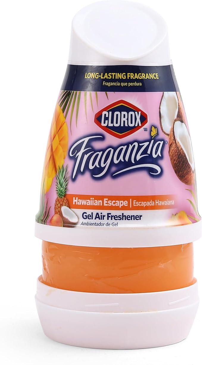 Clorox Fraganzia Gel Air Freshener Cone, Hawaiian Escape Scent - No-Plug, Battery-Free Air Freshener for Small Rooms, Closets, Kitchens, Bathrooms, Offices and More, 6 Ounce - 12 Pack