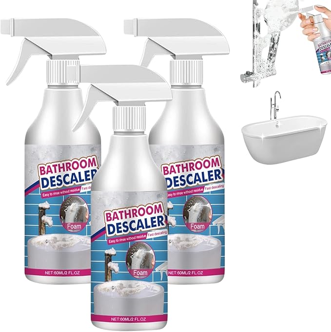 Bathroom Descaler Foam Cleaner, 2025 Upgrade All-Purpose Bathroom Descaler Foam Spray, bathroom descaler, Stubborn Stains Cleaner for Bathtub, Toilet, Glass, Faucet (3)
